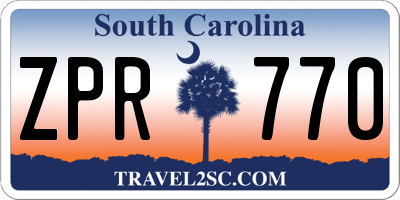 SC license plate ZPR770