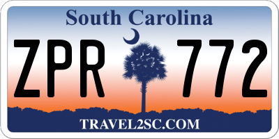 SC license plate ZPR772