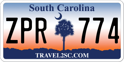 SC license plate ZPR774