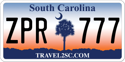 SC license plate ZPR777