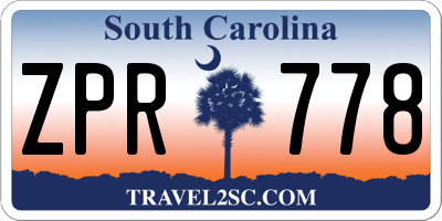 SC license plate ZPR778