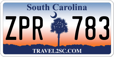 SC license plate ZPR783