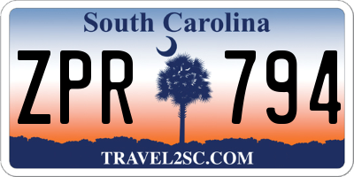 SC license plate ZPR794