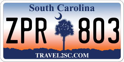 SC license plate ZPR803