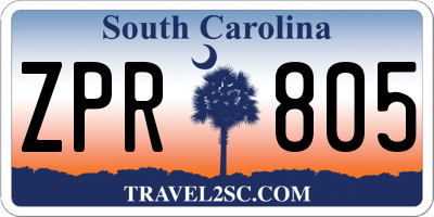 SC license plate ZPR805
