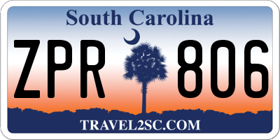 SC license plate ZPR806