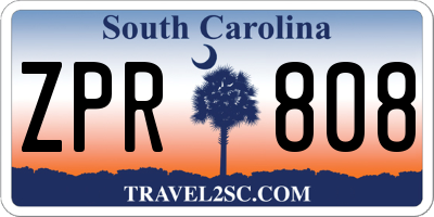 SC license plate ZPR808