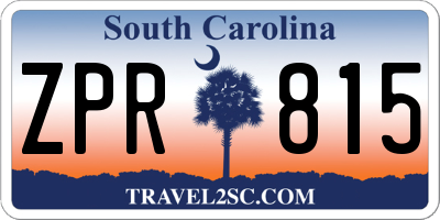 SC license plate ZPR815