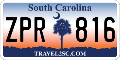 SC license plate ZPR816