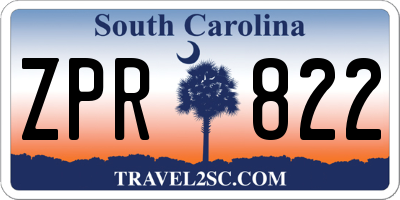 SC license plate ZPR822