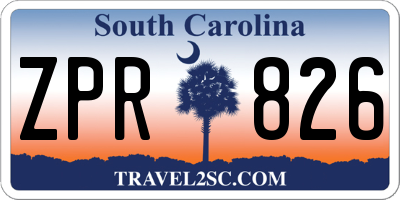 SC license plate ZPR826