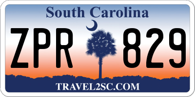 SC license plate ZPR829