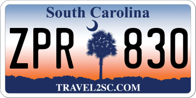 SC license plate ZPR830