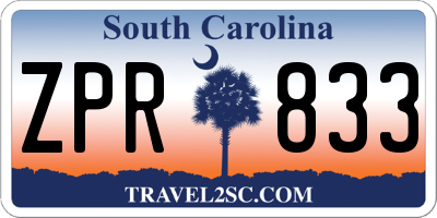 SC license plate ZPR833