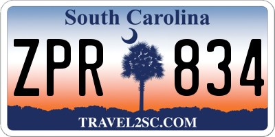 SC license plate ZPR834