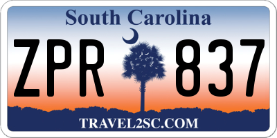 SC license plate ZPR837