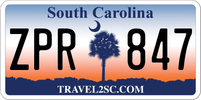 SC license plate ZPR847
