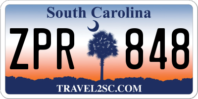 SC license plate ZPR848