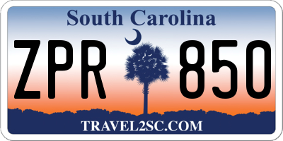 SC license plate ZPR850