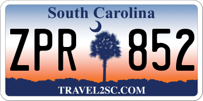 SC license plate ZPR852