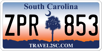 SC license plate ZPR853