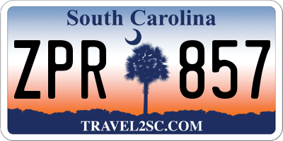 SC license plate ZPR857