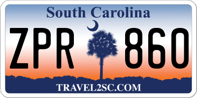 SC license plate ZPR860