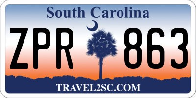SC license plate ZPR863