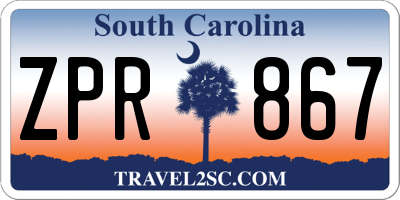 SC license plate ZPR867