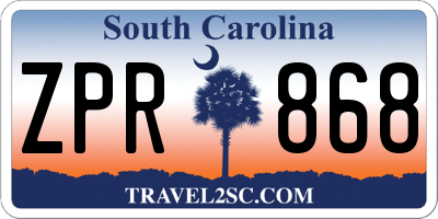 SC license plate ZPR868