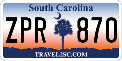 SC license plate ZPR870