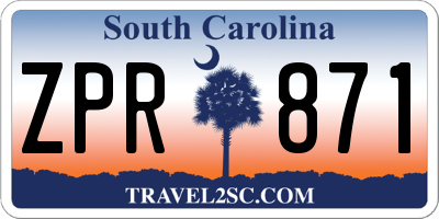 SC license plate ZPR871