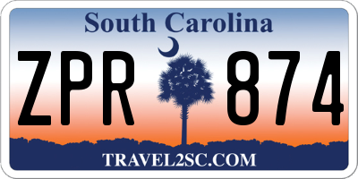 SC license plate ZPR874
