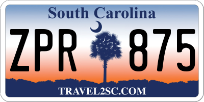 SC license plate ZPR875