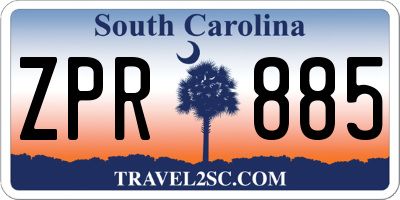 SC license plate ZPR885
