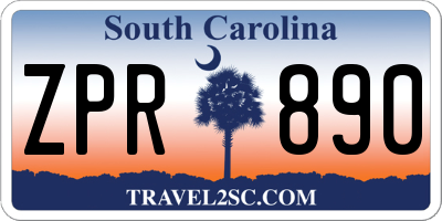 SC license plate ZPR890