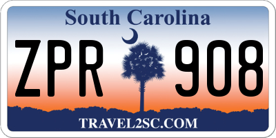 SC license plate ZPR908