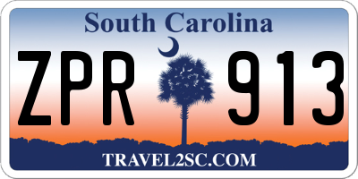 SC license plate ZPR913