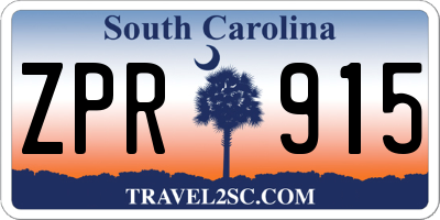 SC license plate ZPR915
