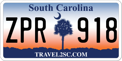 SC license plate ZPR918