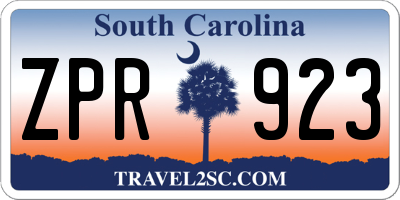 SC license plate ZPR923