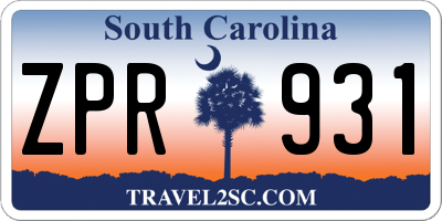 SC license plate ZPR931