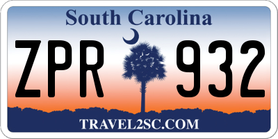SC license plate ZPR932