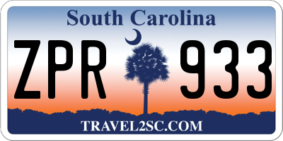 SC license plate ZPR933