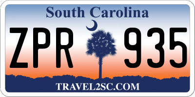 SC license plate ZPR935