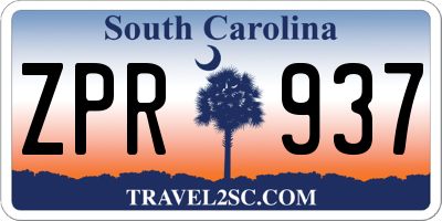 SC license plate ZPR937