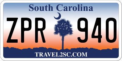 SC license plate ZPR940
