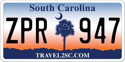 SC license plate ZPR947
