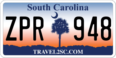 SC license plate ZPR948