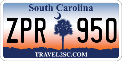 SC license plate ZPR950